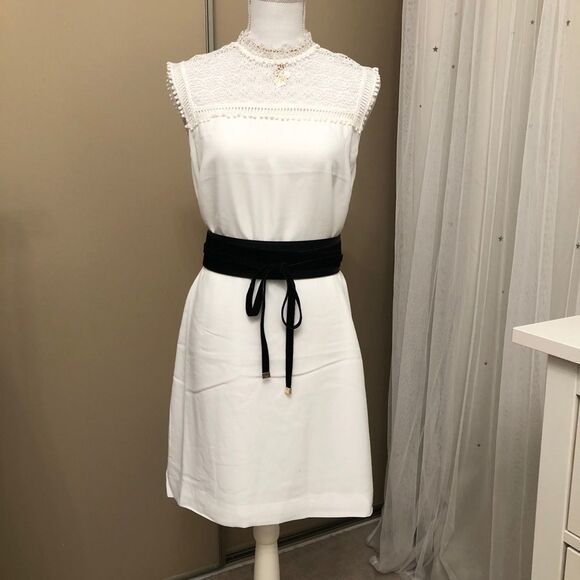 Ted Baker Carsey Crocheted Lace Yoke Shift Dress Ivory TB3 US8 - Picture 9 of 13